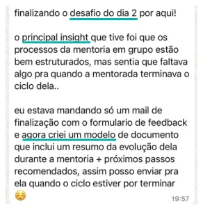 Depoimento de participante do desafio